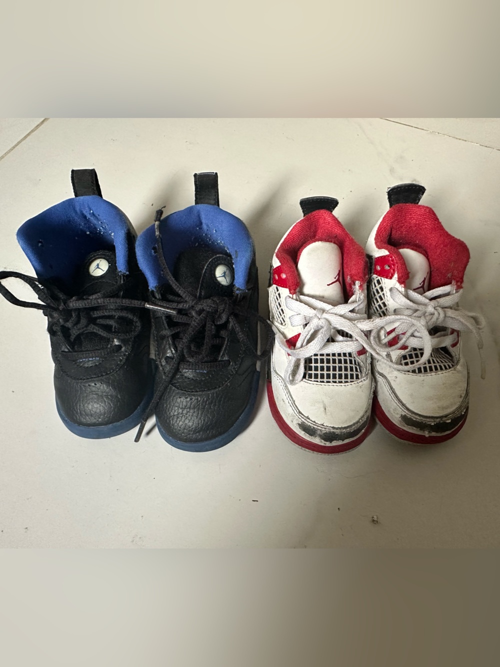 Jordan Kids Sneakers in Black/Blue and White/Red - Twin Pair